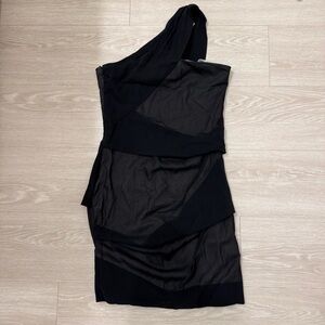Rag & Bone Aura One Shoulder Layered Silk Dress Black Minor Flaw Size 4